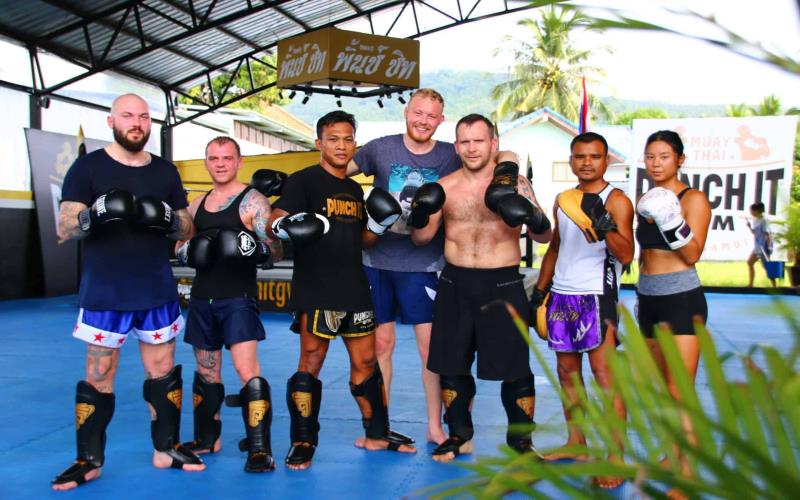 Foreigner at Muay Thai Training Gym with Fitness in Thailand